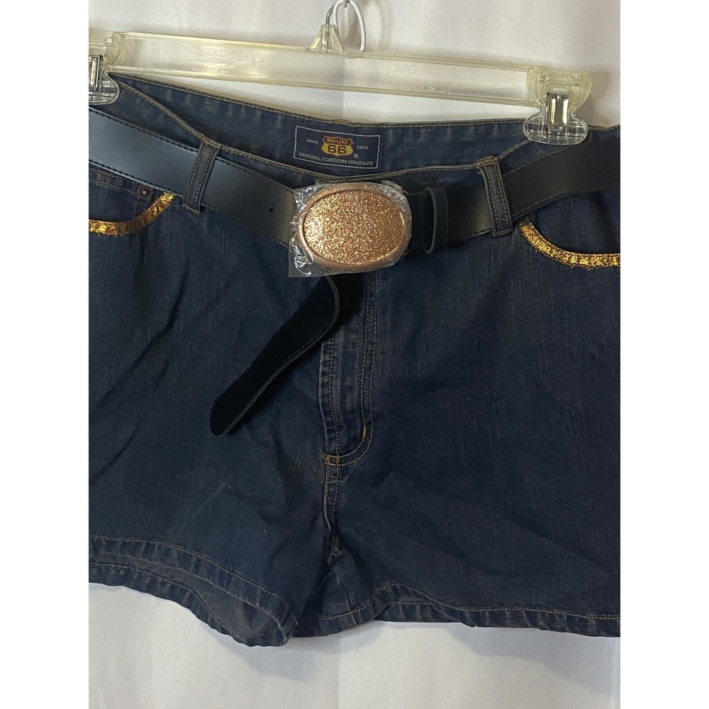 Faded Glory size 15/16 blue jean shorts with belt with bling new with tags